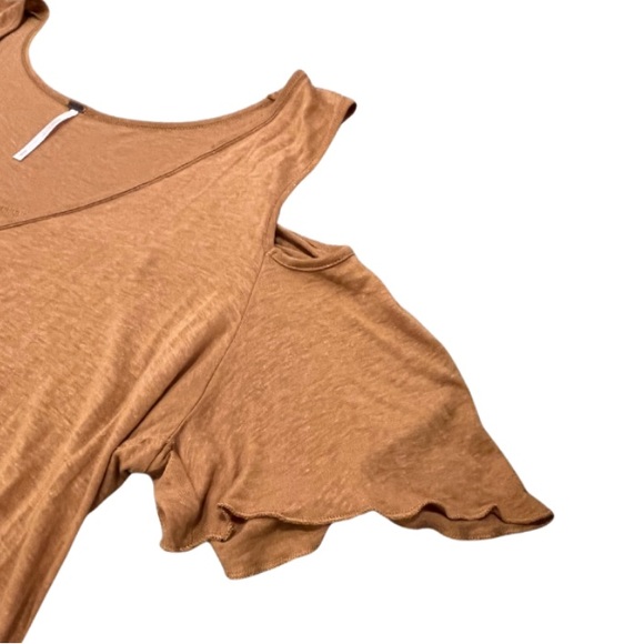 Free People Bittersweet cold shoulder tee small tan - Picture 3 of 9